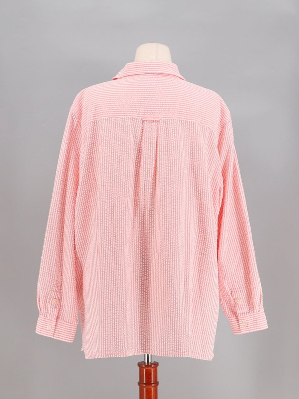 DENIM & CO Women's Pink Seersucker Long Sleeve Button Up Shirt Size 3X - Picture 4 of 5